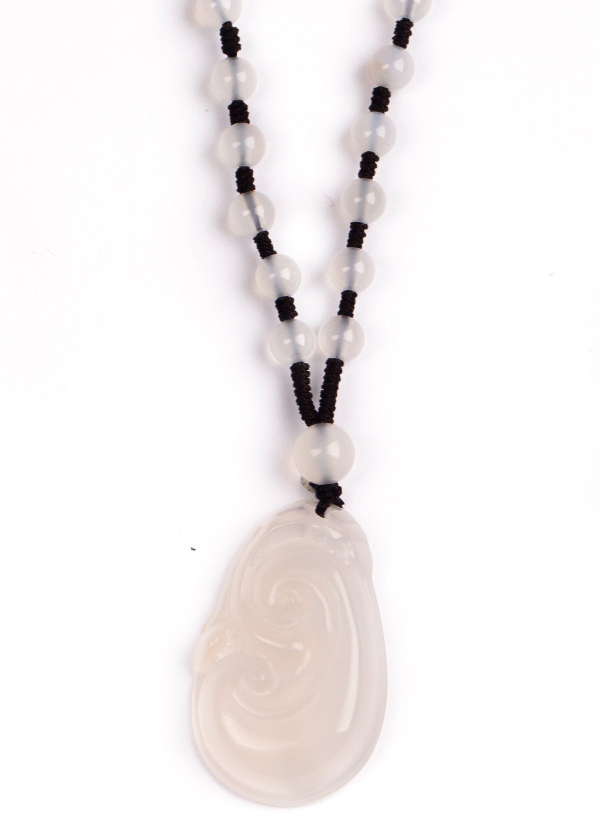 White Bubble Swirl Agate Pendant