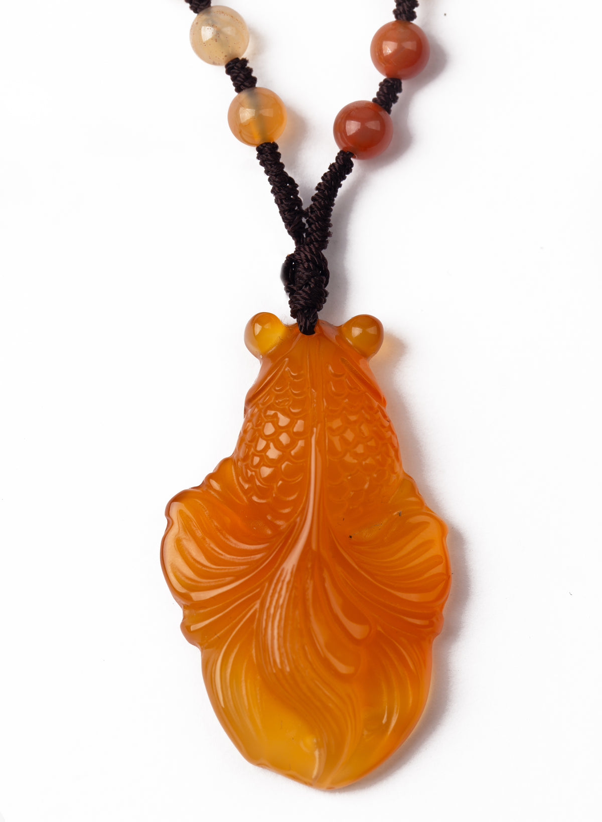 Orange Agate Fish Pendant Dark shade