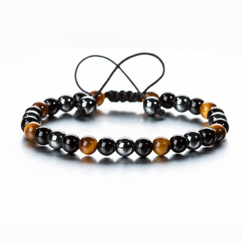 Shamballa Hematite Obsidian Tiger Eye Stones Couple Wrap Bracelet
