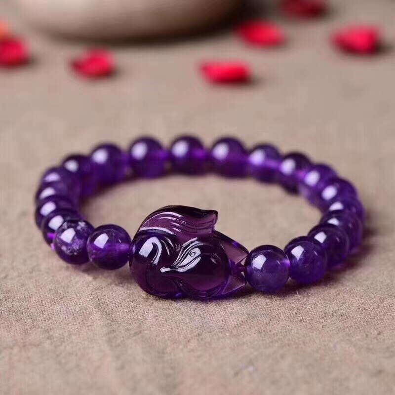 Woman's Amethyst Crystal Fox Bracelet