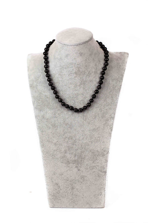 Shungite Beaded Necklace with Sterling Silver Clasp