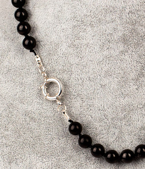 Shungite Beaded Necklace with Sterling Silver Clasp