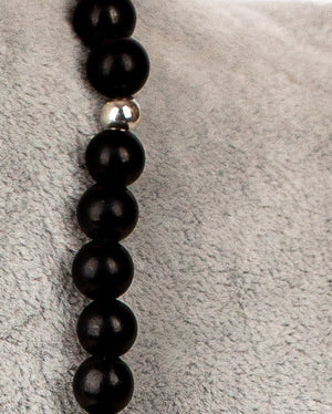 Natural beaded  Shungite Necklace with Pure Silver Finding