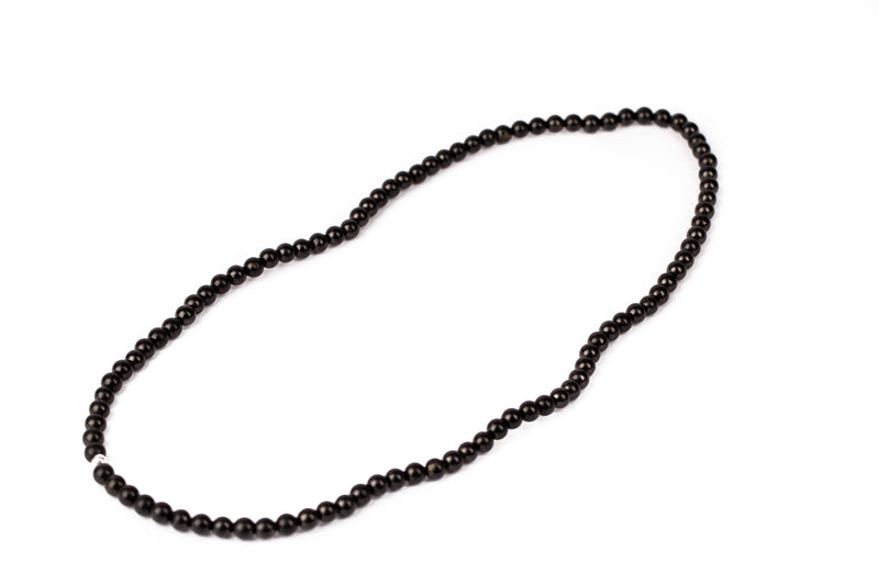 Natural beaded  Shungite Necklace with Pure Silver Finding